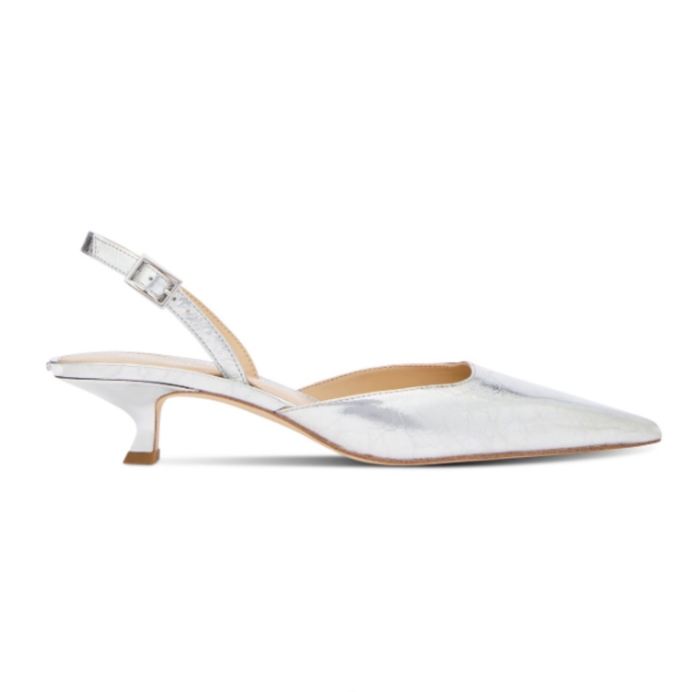 MICHAEL Michael Kors Luna Kitten Sling Pumps High Women's Heels Silver - Picture 2 of 3